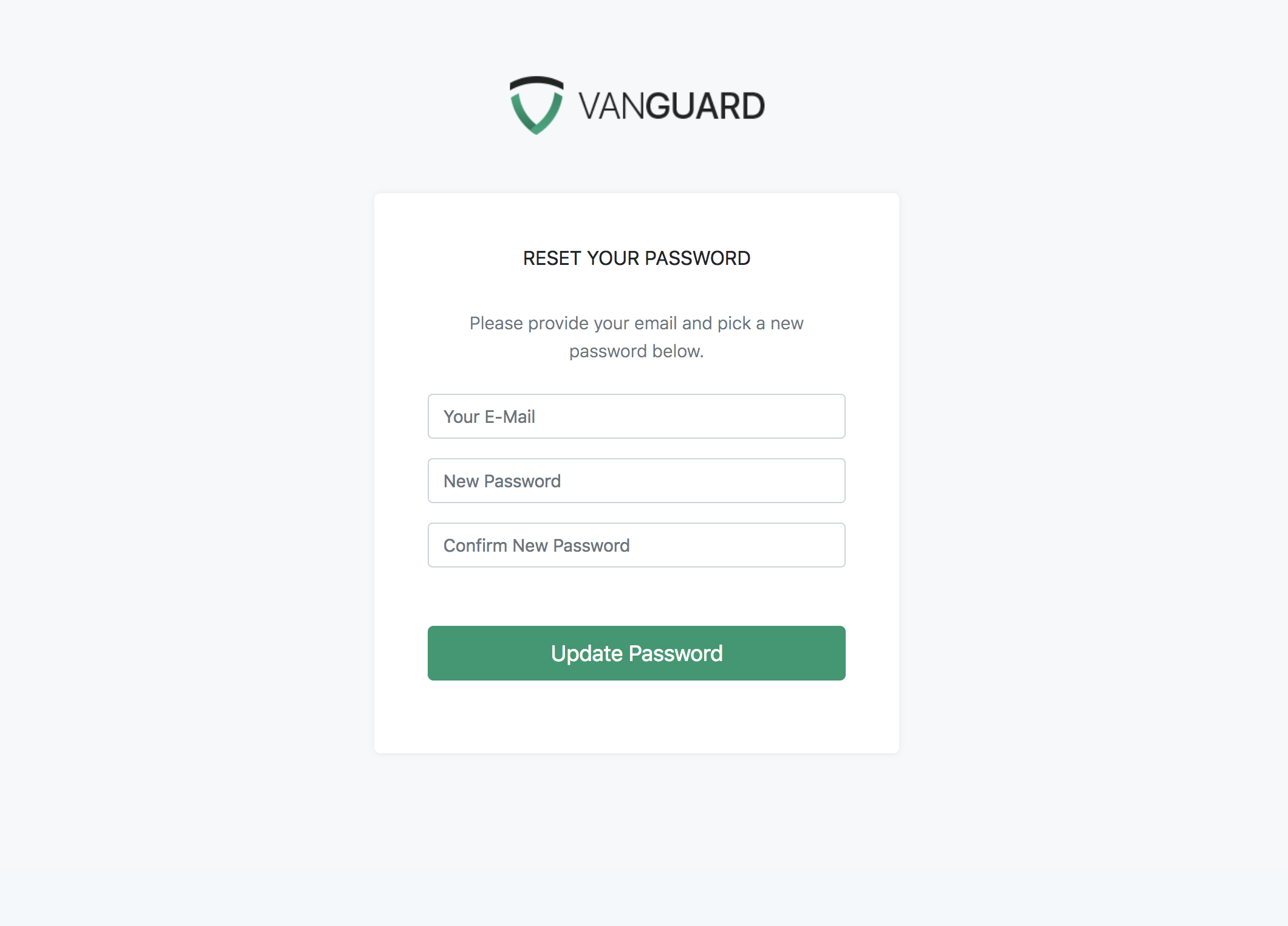 Vanguard - Password Reset Form