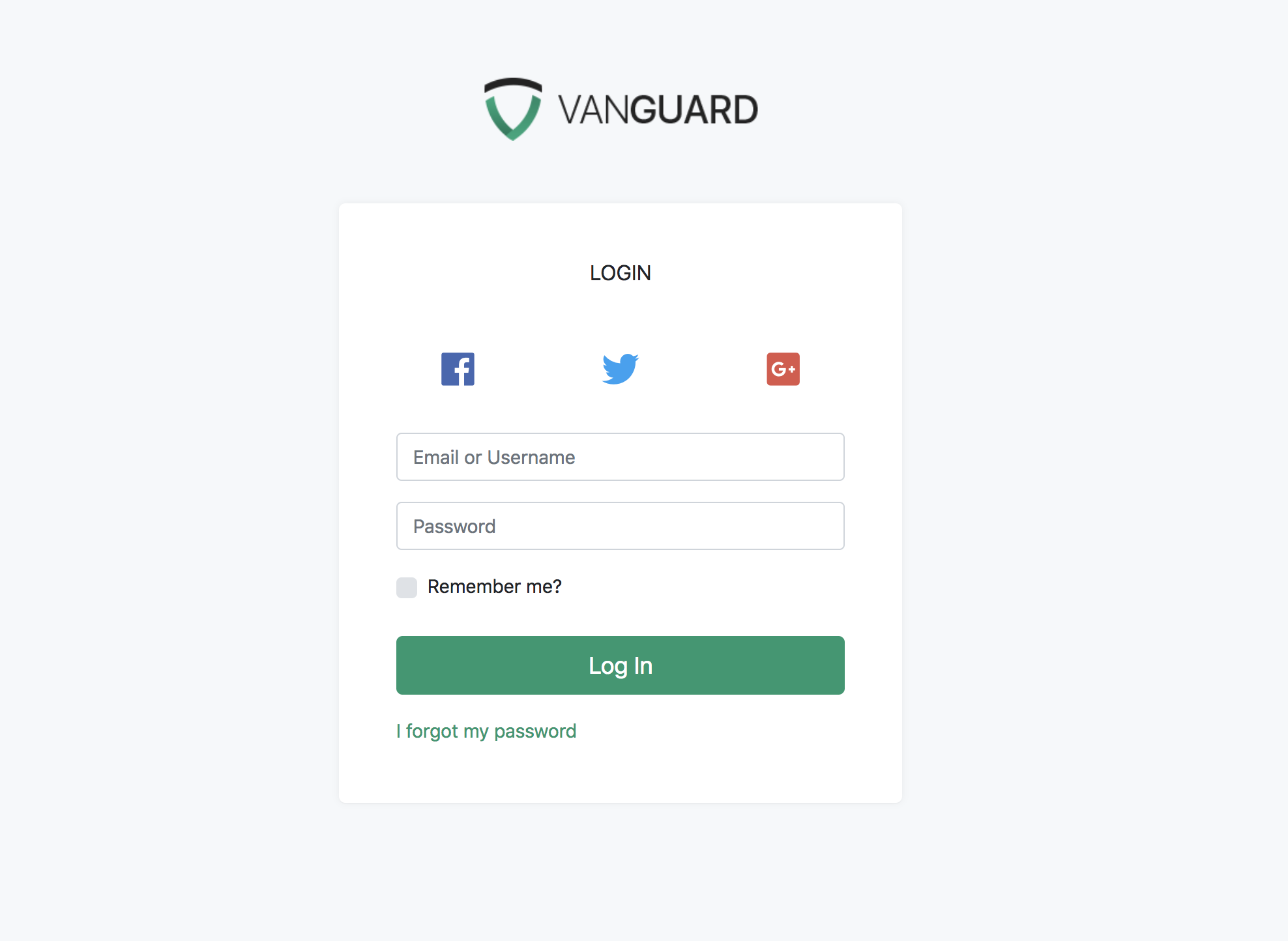 Vanguard Social Auth - Login Form